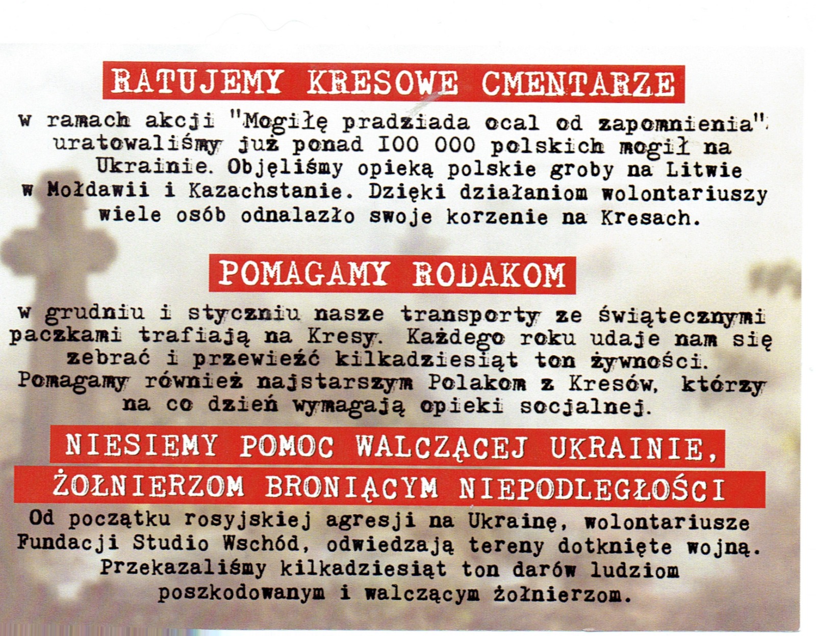 1,5 % podatku dla Fundacji Studio Wschód