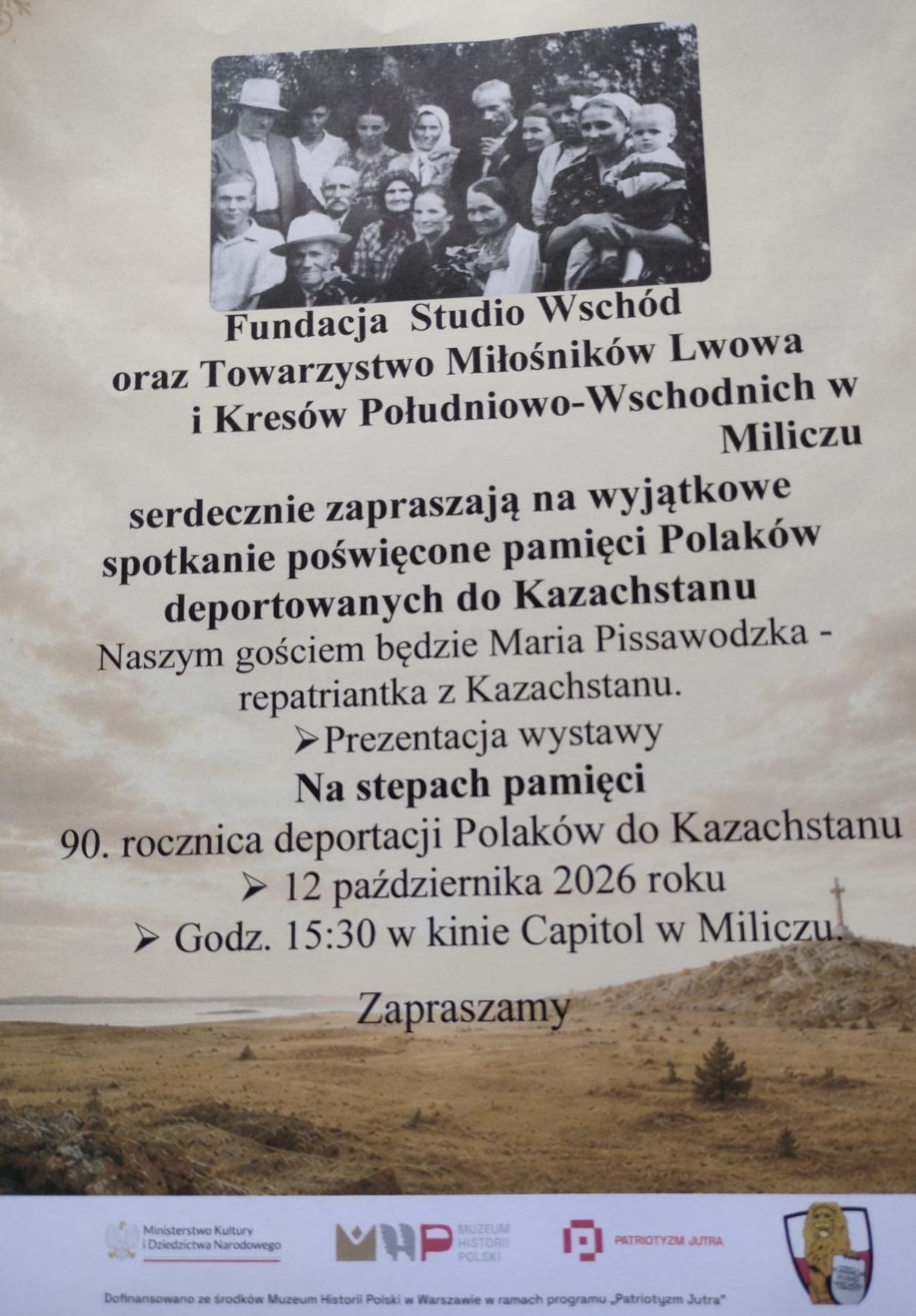 „Na stepach pamięci” – kolejne spotkania w ramach programu „Patriotyzm Jutra” (Milicz i Sułów 12.10.2026 r.)